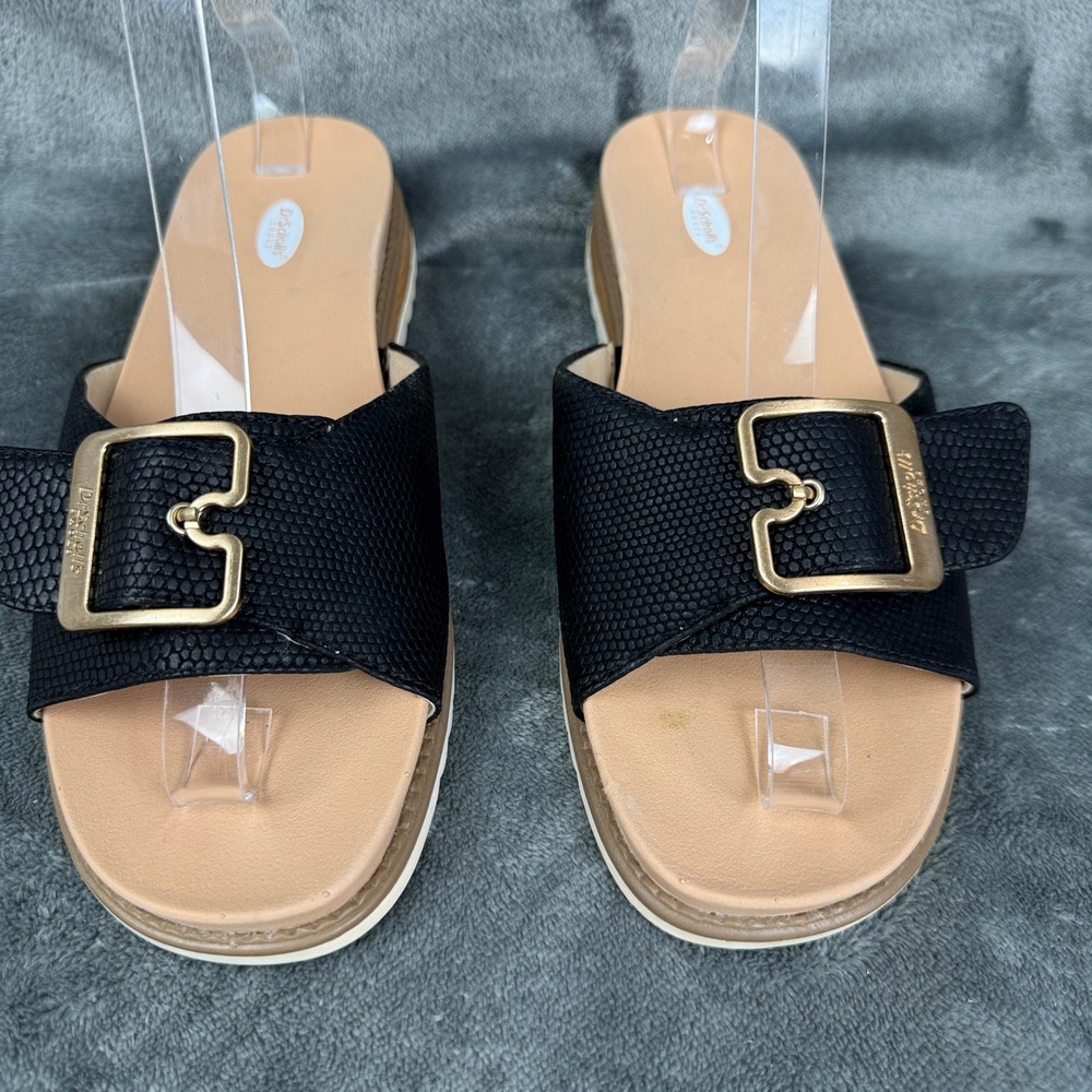 Dr. Scholls Originalist Black‎ Buckle Detail Platform Slide Sandal